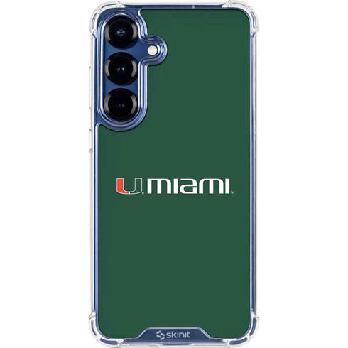 University of Miami Horizontal Mark on Green Galaxy S25 Clear Case